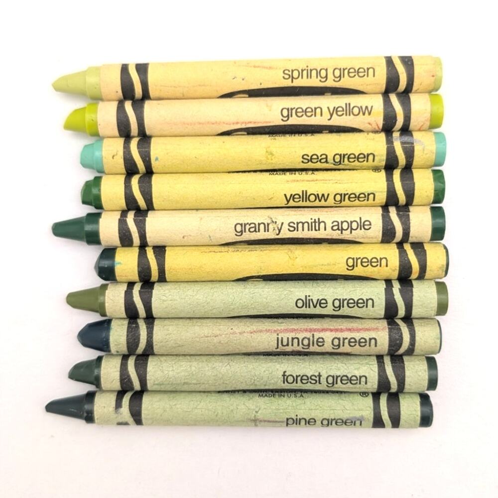 Lot Of Crayola Crayons Rare Retired Discontinued Yellows Greens Binney Smith Vtg